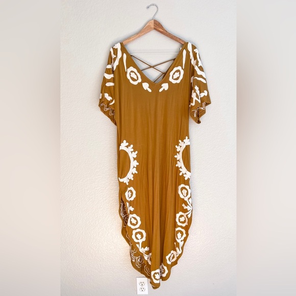 Free People Dresses & Skirts - Free People Embroidered T-shirt Maxi Dress Oversized NWT XS
